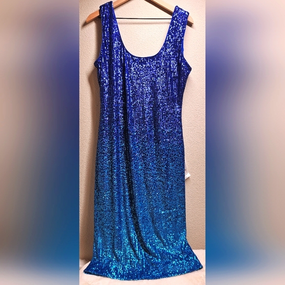 Women's Dress the Population Kayden Ombre Sequin Mini Dress Color Blue - Picture 1 of 5